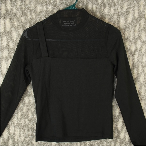 Killstar Half Mesh With Buckle Cross Left Shoulder Top Round Neck Womens S Black - Picture 6 of 13